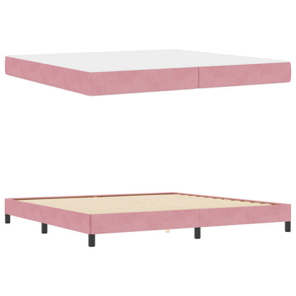 Letto a molle con materasso Rosa 200 x 200 cm Tessuto