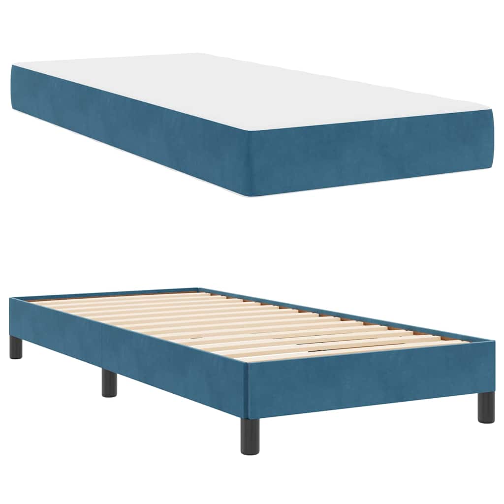 Letto a molle con materasso Blu Scuro 80 x 210 cm Tessuto | homemem39