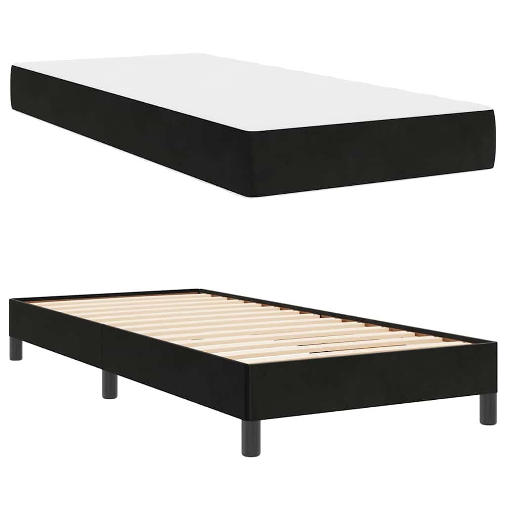 Letto a molle con materasso Nero 100 x 210 cm Tessuto | homemem39