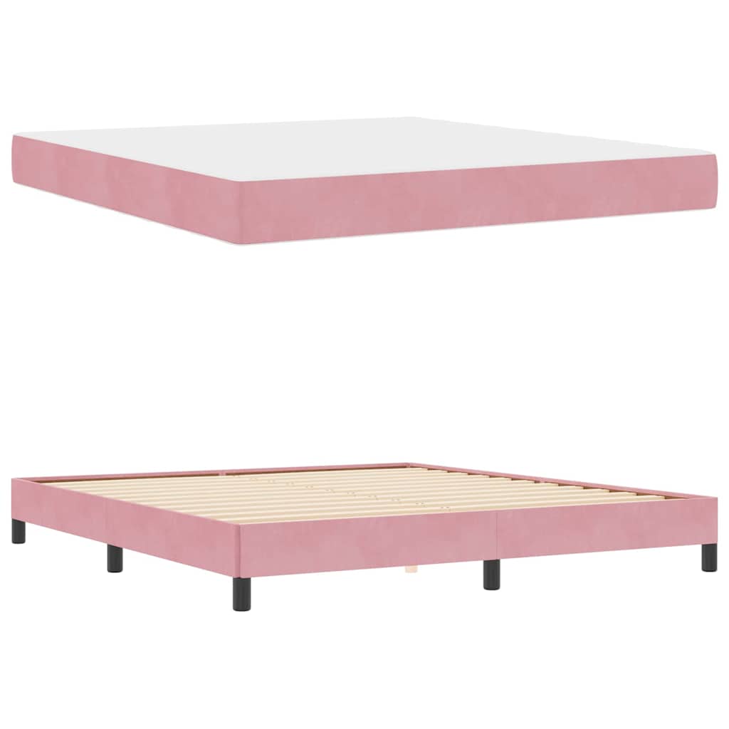 Letto a molle con materasso Rosa 180 x 210 cm Tessuto | homemem39