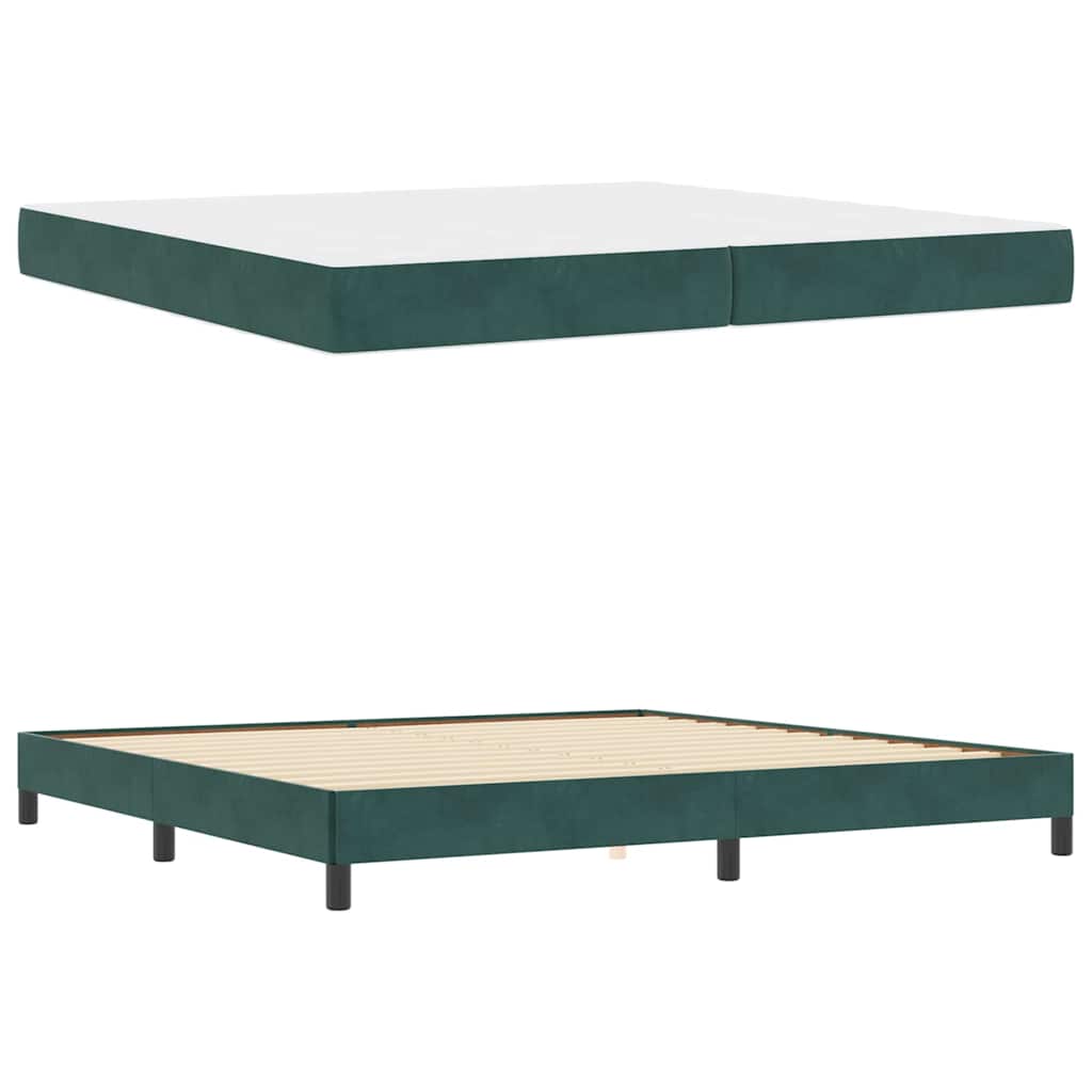Letto a molle con materasso Verde Scuro 200 x 210 cm Tessuto