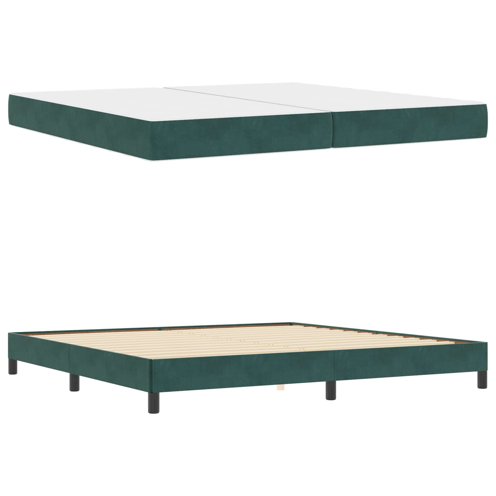 Letto a molle con materasso Verde Scuro 200 x 210 cm Tessuto | homemem39