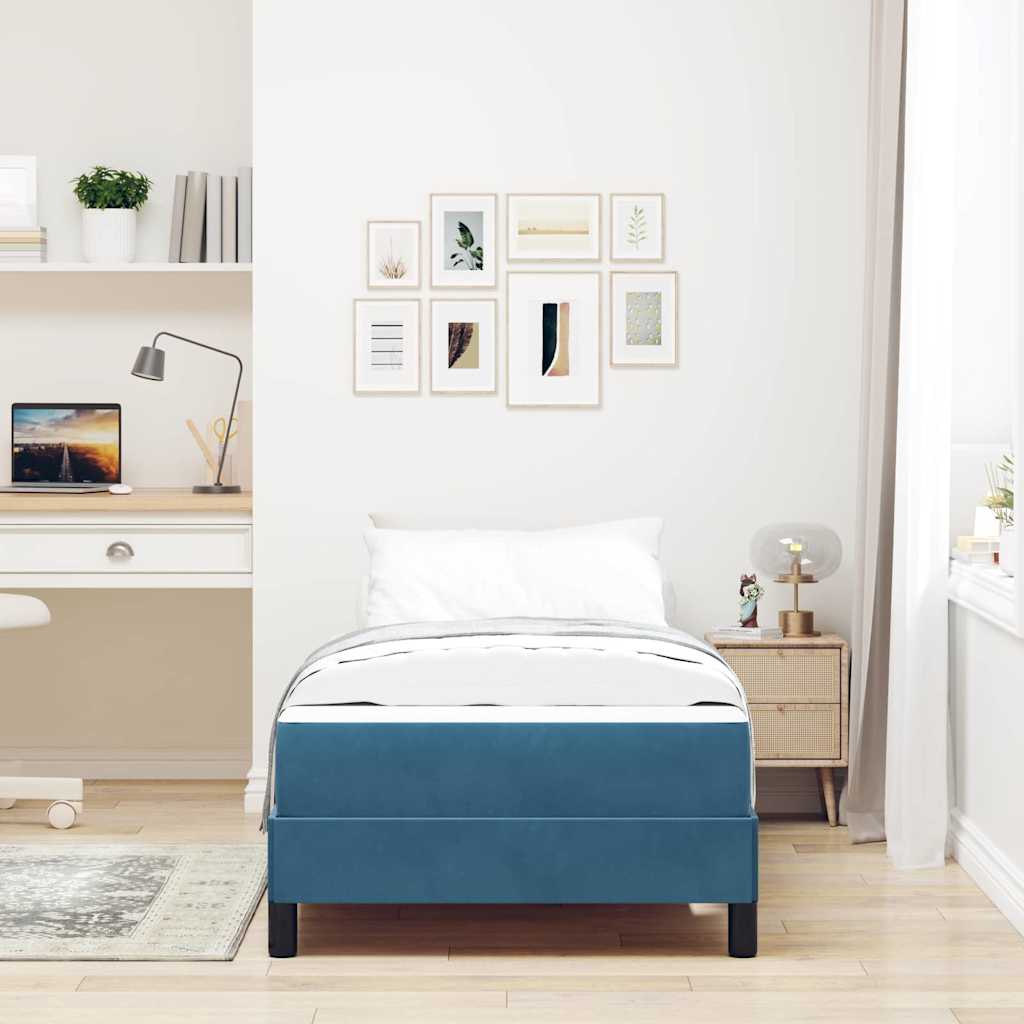 Letto a molle con materasso Blu Scuro 100 x 220 cm Tessuto | homemem39