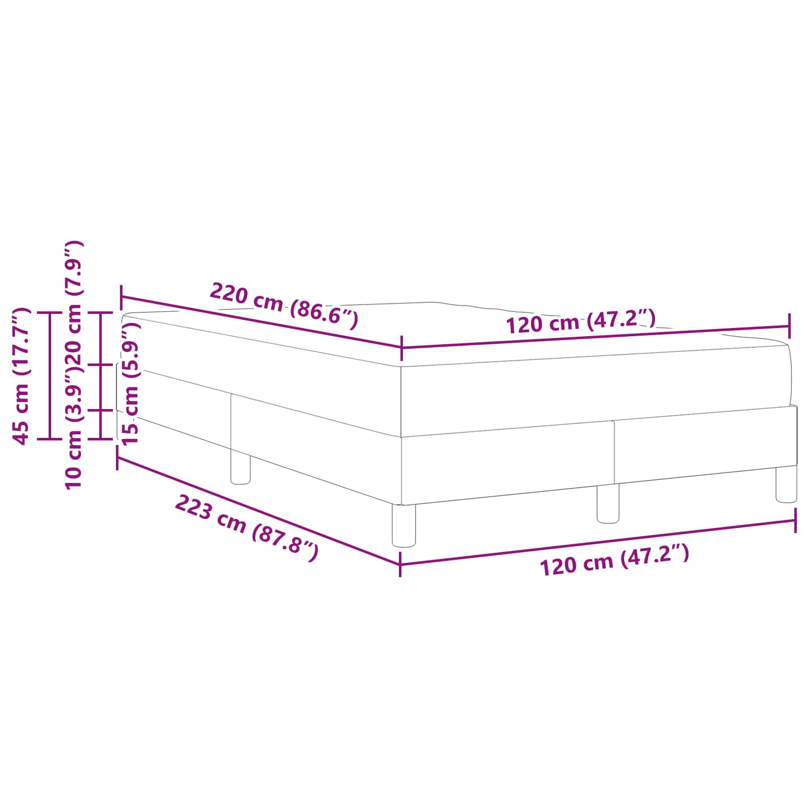 Letto a molle con materasso Rosa 120 x 220 cm Tessuto | homemem39