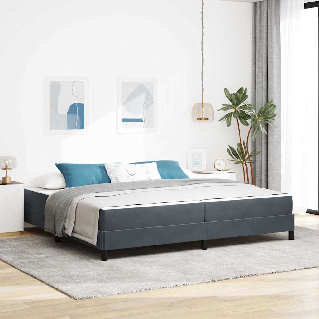 Letto a molle con materasso Grigio scuro 200 x 220 cm Tessuto | homemem39