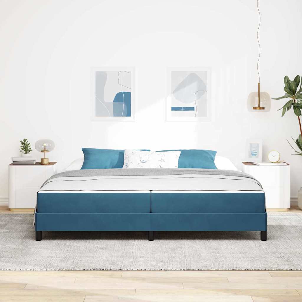 Letto a molle con materasso Blu Scuro 200 x 220 cm Tessuto | homemem39