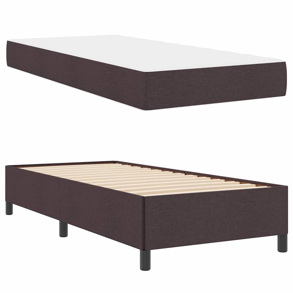 Letto a molle con materasso Marrone Scuro 90 x 190 cm Tessuto | homemem39