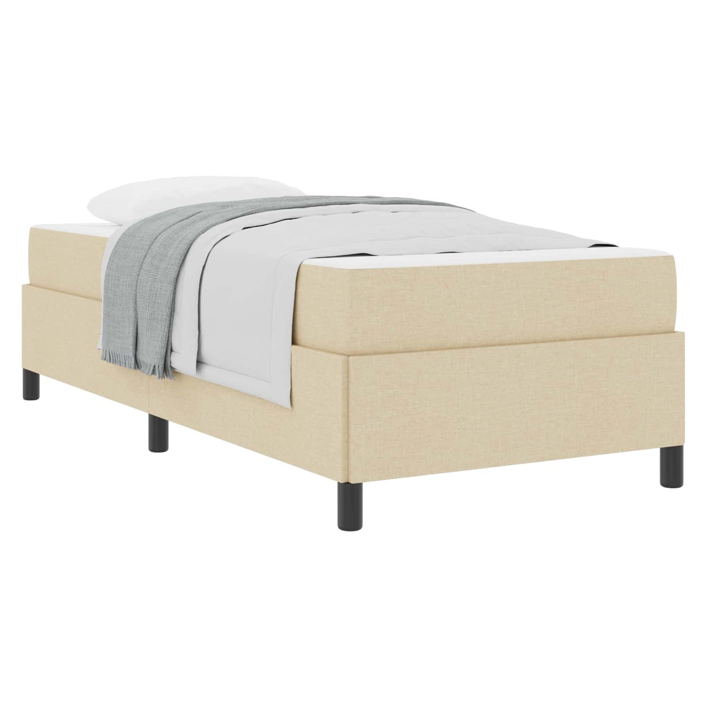 Letto a molle con materasso Crema 90 x 190 cm Tessuto