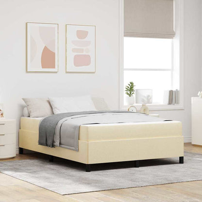 Letto a molle con materasso Crema 140 x 190 cm Tessuto | homemem39