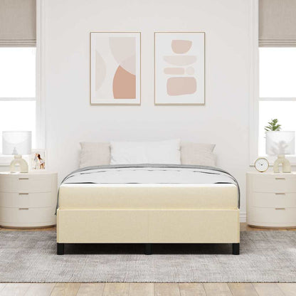 Letto a molle con materasso Crema 140 x 190 cm Tessuto | homemem39