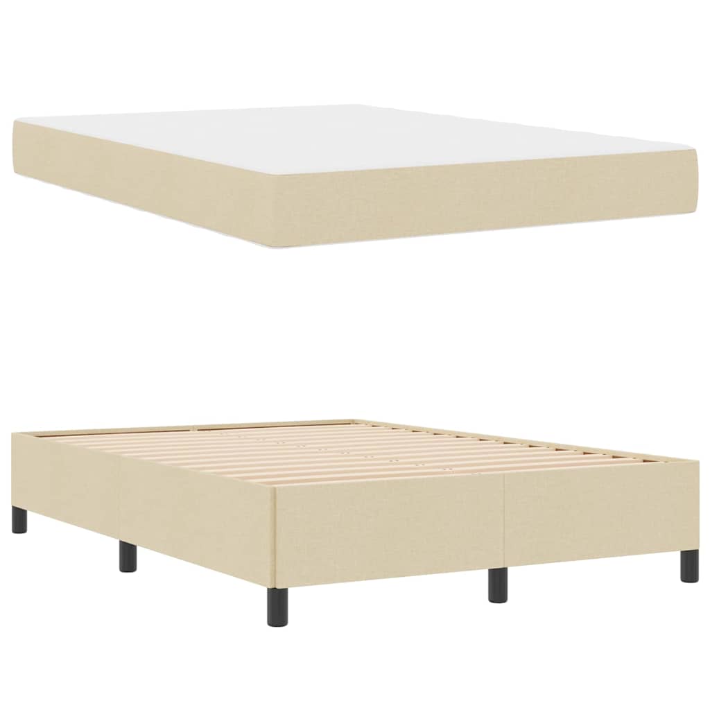 Letto a molle con materasso Crema 140 x 190 cm Tessuto | homemem39
