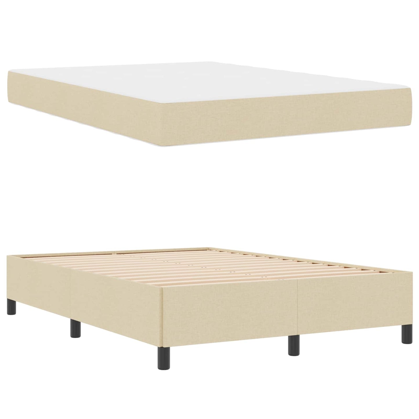 Letto a molle con materasso Crema 140 x 190 cm Tessuto | homemem39