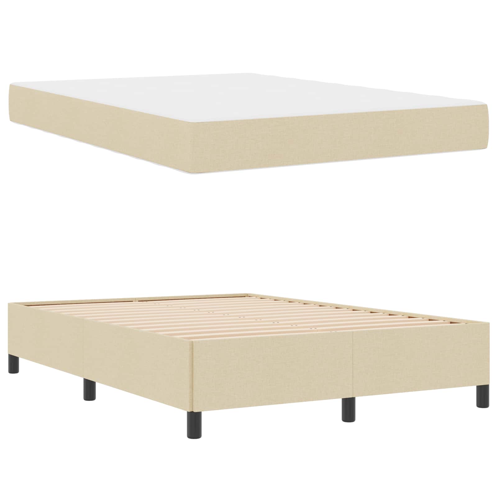 Letto a molle con materasso Crema 140 x 190 cm Tessuto | homemem39