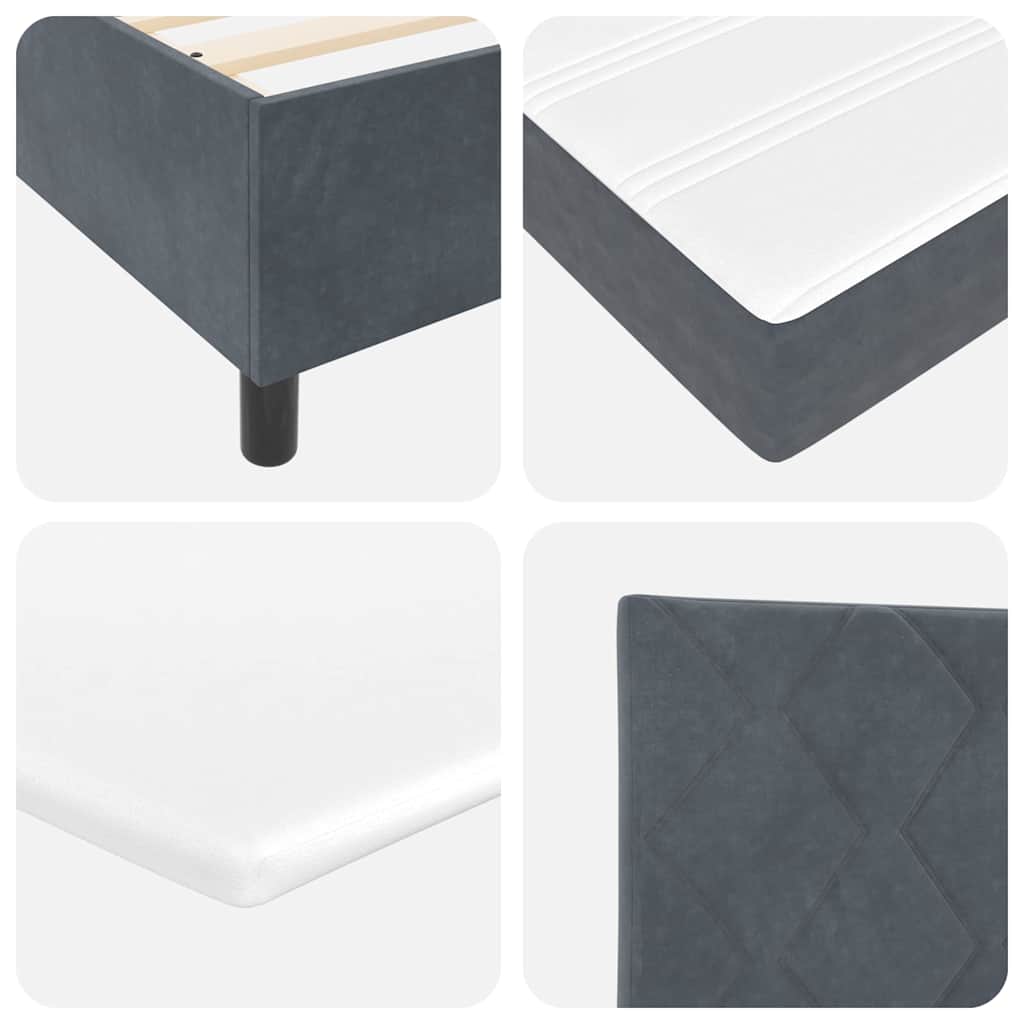 Letto a molle con testiera Grigio scuro 200 x 80 cm Velluto | homemem39