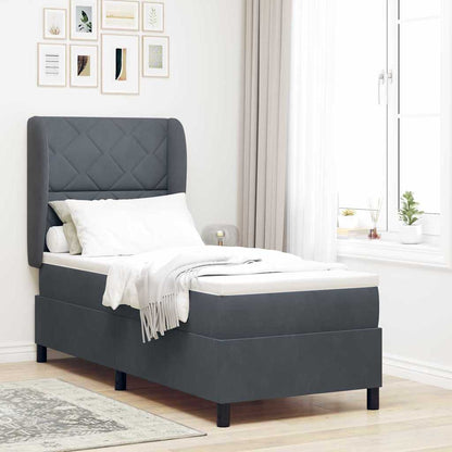 Letto a molle con testiera Grigio scuro 200 x 80 cm Velluto