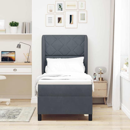 Letto a molle con testiera Grigio scuro 200 x 80 cm Velluto