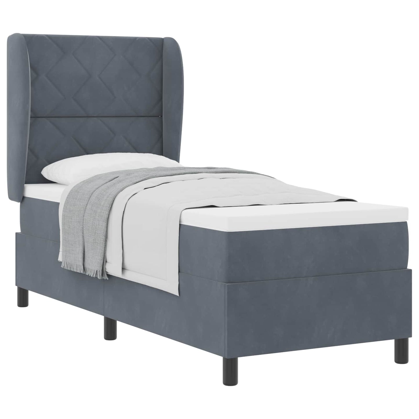 Letto a molle con testiera Grigio scuro 200 x 80 cm Velluto