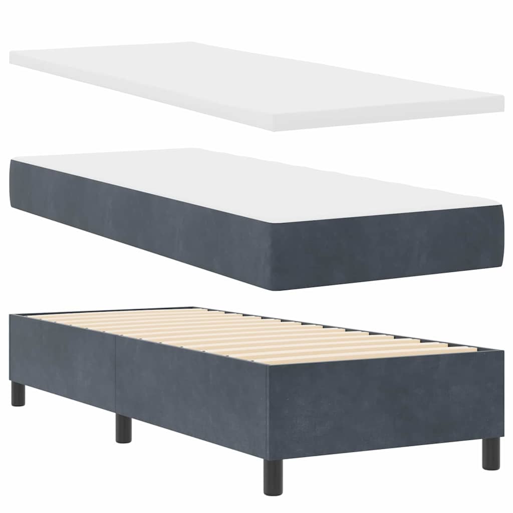 Letto a molle con testiera Grigio scuro 200 x 80 cm Velluto | homemem39