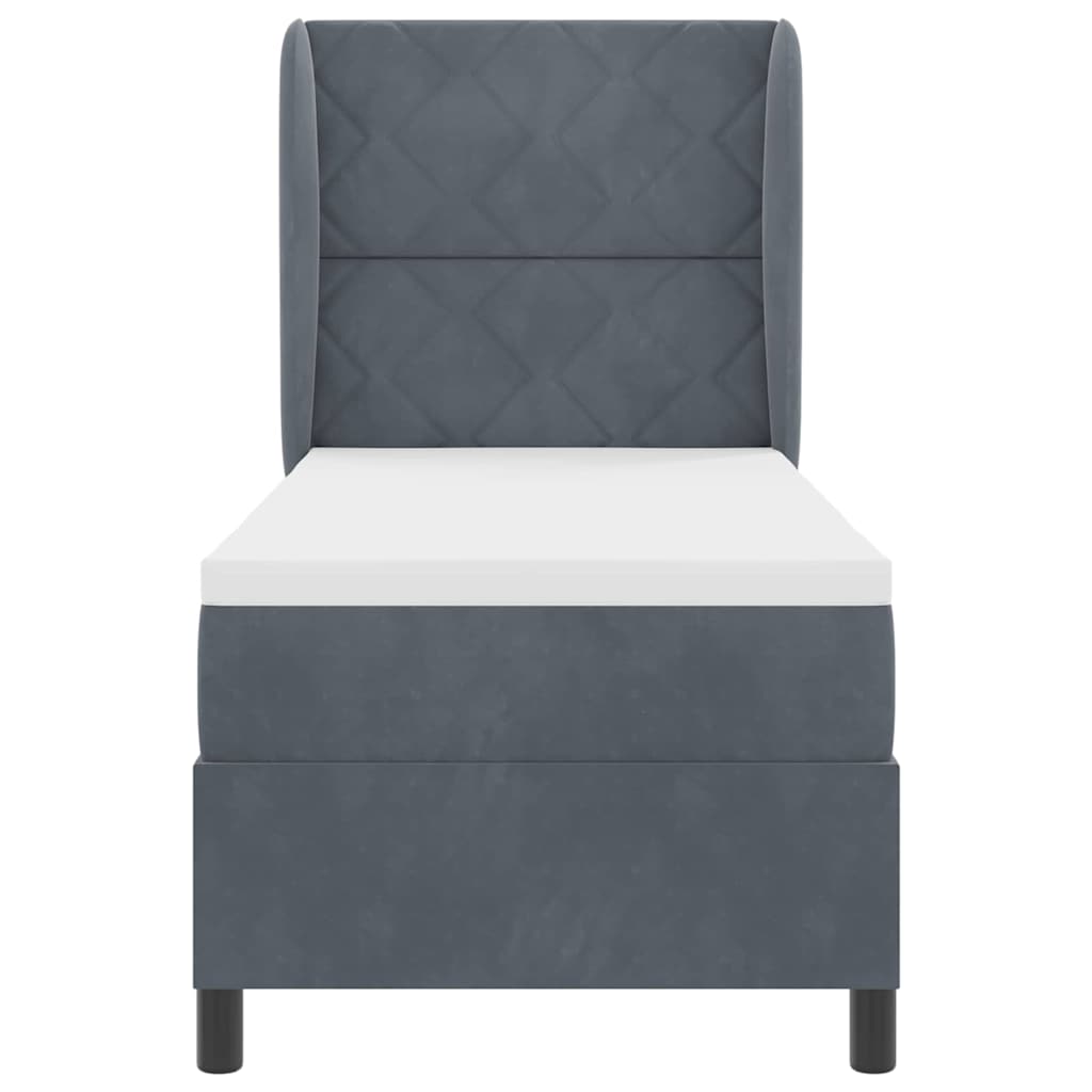 Letto a molle con testiera Grigio scuro 200 x 80 cm Velluto | homemem39