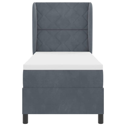 Letto a molle con testiera Grigio scuro 200 x 80 cm Velluto | homemem39