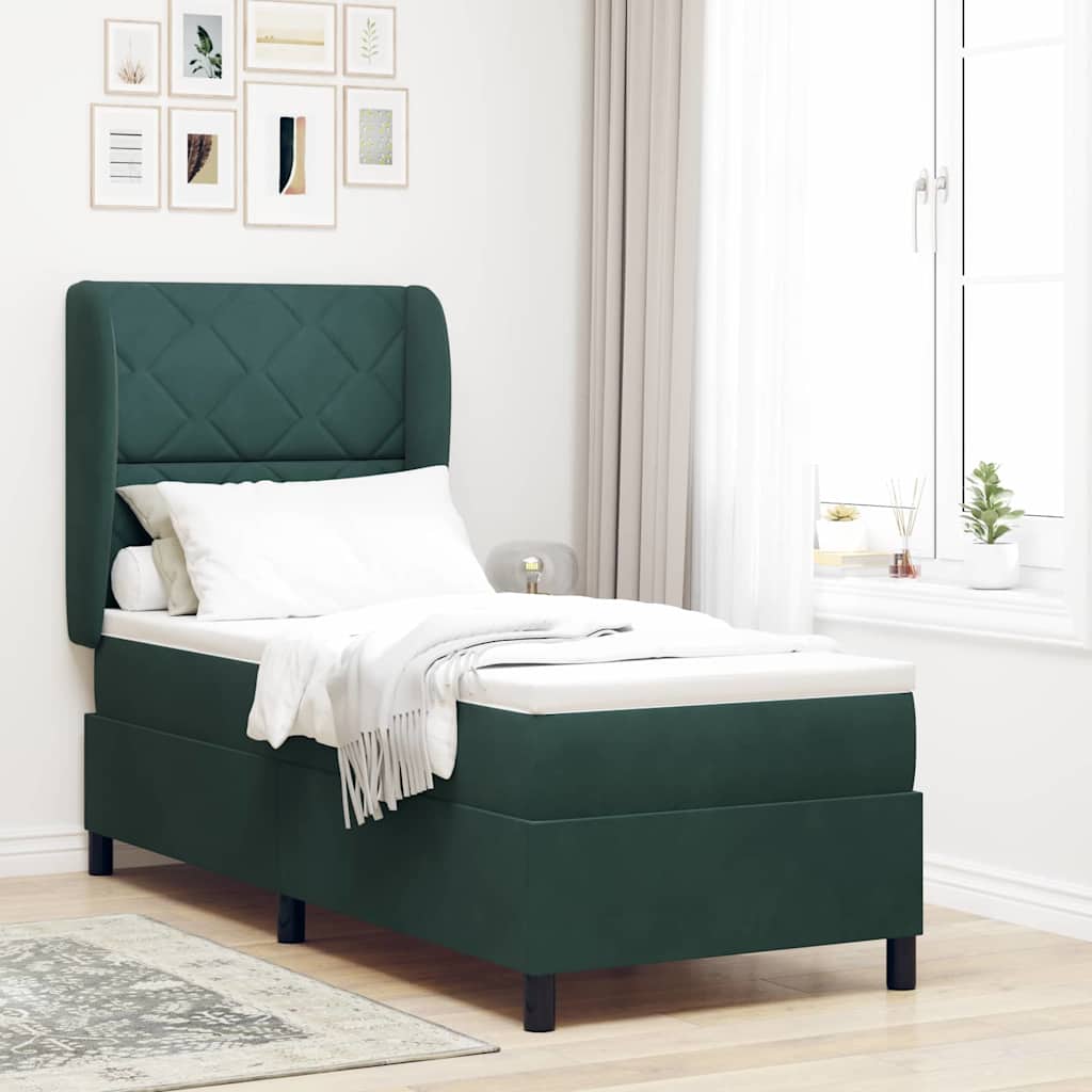 Letto a molle con testiera Verde Scuro 200 x 80 cm Velluto | homemem39