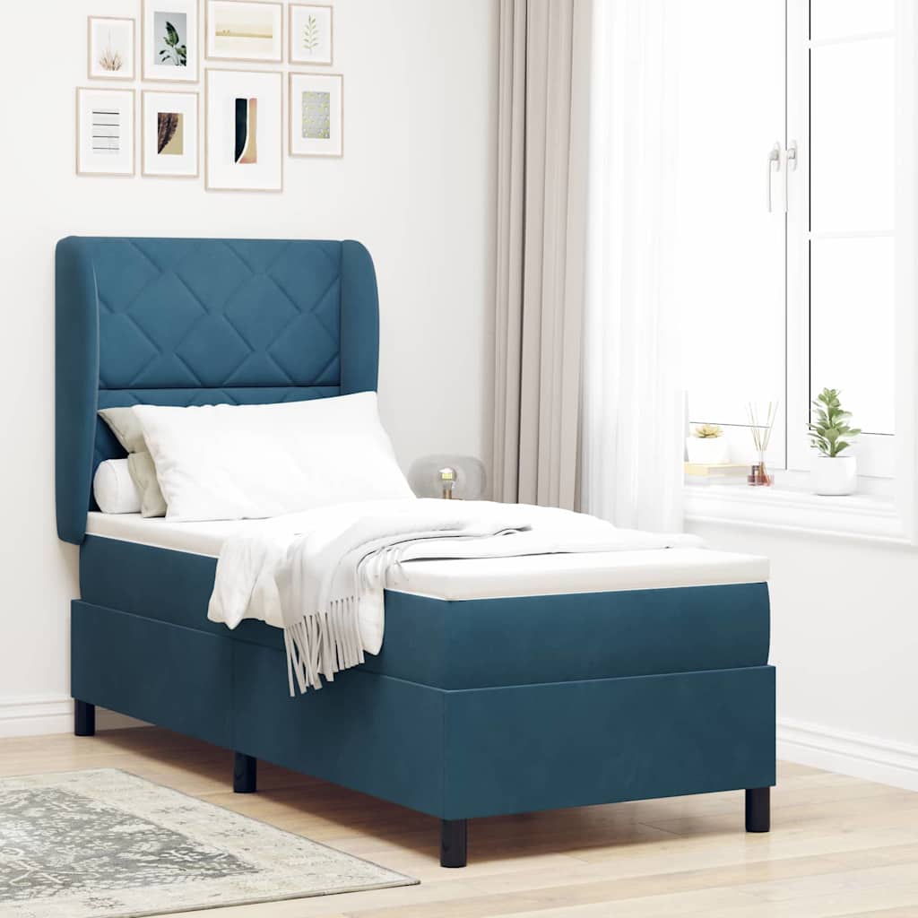 Letto a molle con testiera Blu Scuro 200 x 80 cm Velluto | homemem39