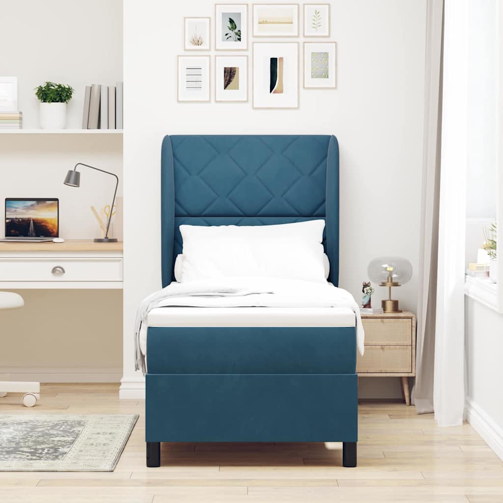 Letto a molle con testiera Blu Scuro 200 x 80 cm Velluto | homemem39