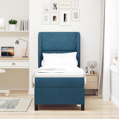 Letto a molle con testiera Blu Scuro 200 x 80 cm Velluto | homemem39