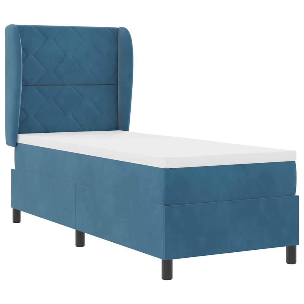 Letto a molle con testiera Blu Scuro 200 x 80 cm Velluto | homemem39