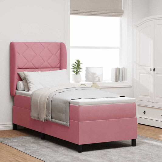 Letto a molle con testiera Rosa 200 x 80 cm Velluto | homemem39