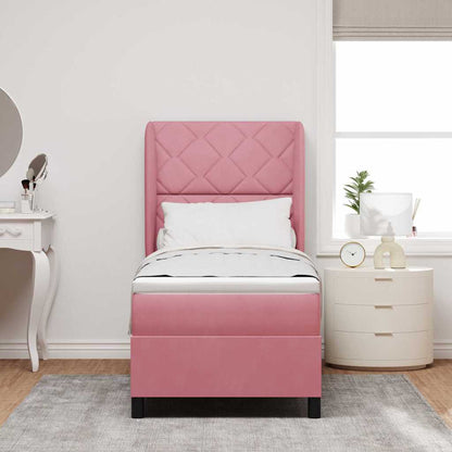 Letto a molle con testiera Rosa 200 x 80 cm Velluto | homemem39