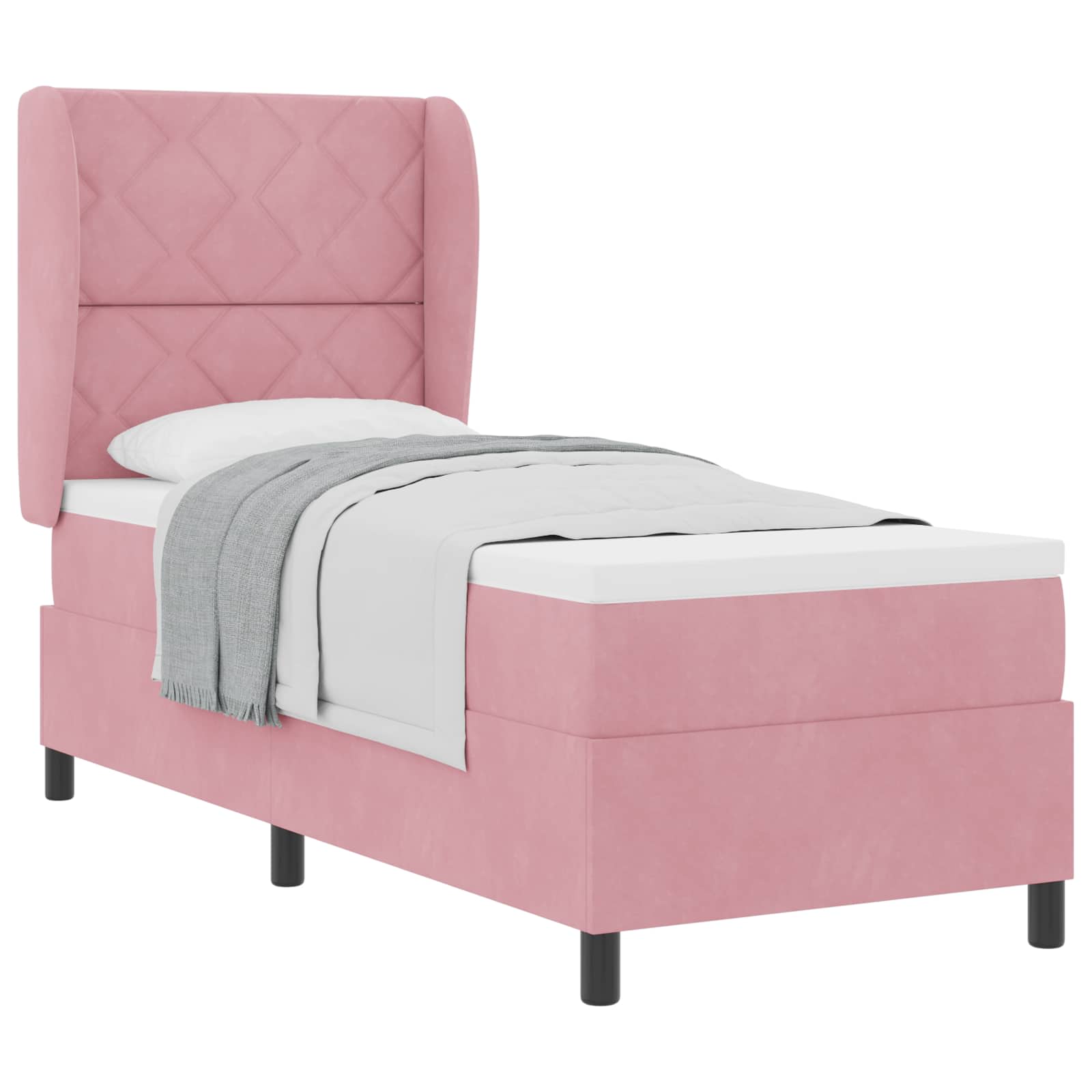 Letto a molle con testiera Rosa 200 x 80 cm Velluto | homemem39