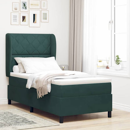 Letto a molle con testiera Verde Scuro 190 x 90 cm Velluto | homemem39
