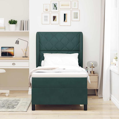 Letto a molle con testiera Verde Scuro 190 x 90 cm Velluto | homemem39