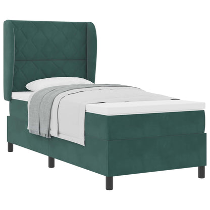 Letto a molle con testiera Verde Scuro 190 x 90 cm Velluto
