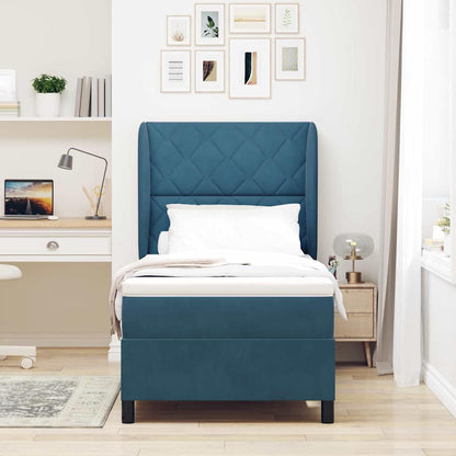 Letto a molle con testiera Blu Scuro 190 x 90 cm Velluto | homemem39