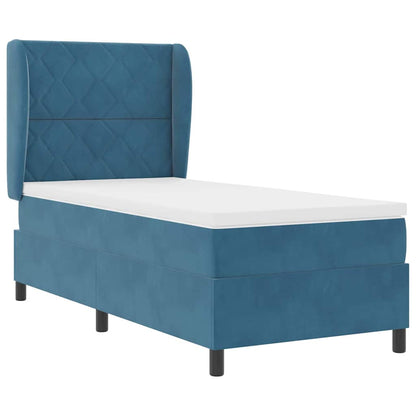 Letto a molle con testiera Blu Scuro 190 x 90 cm Velluto | homemem39