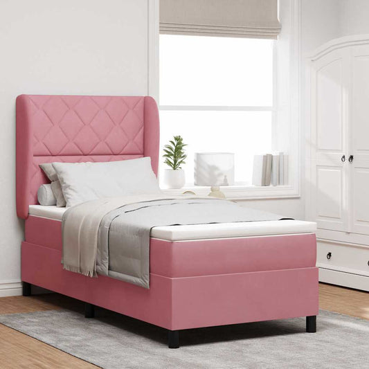 Letto a molle con testiera Rosa 200 x 90 cm Velluto | homemem39