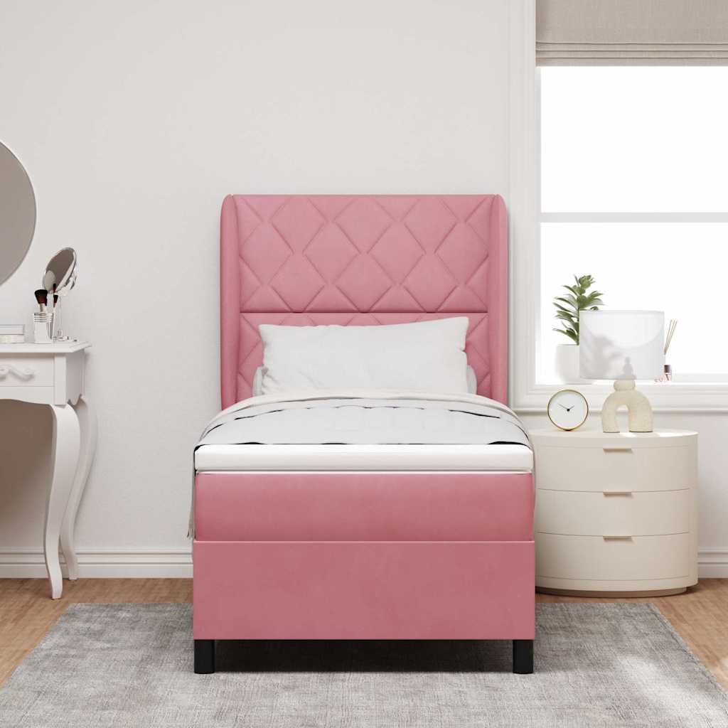 Letto a molle con testiera Rosa 200 x 90 cm Velluto | homemem39