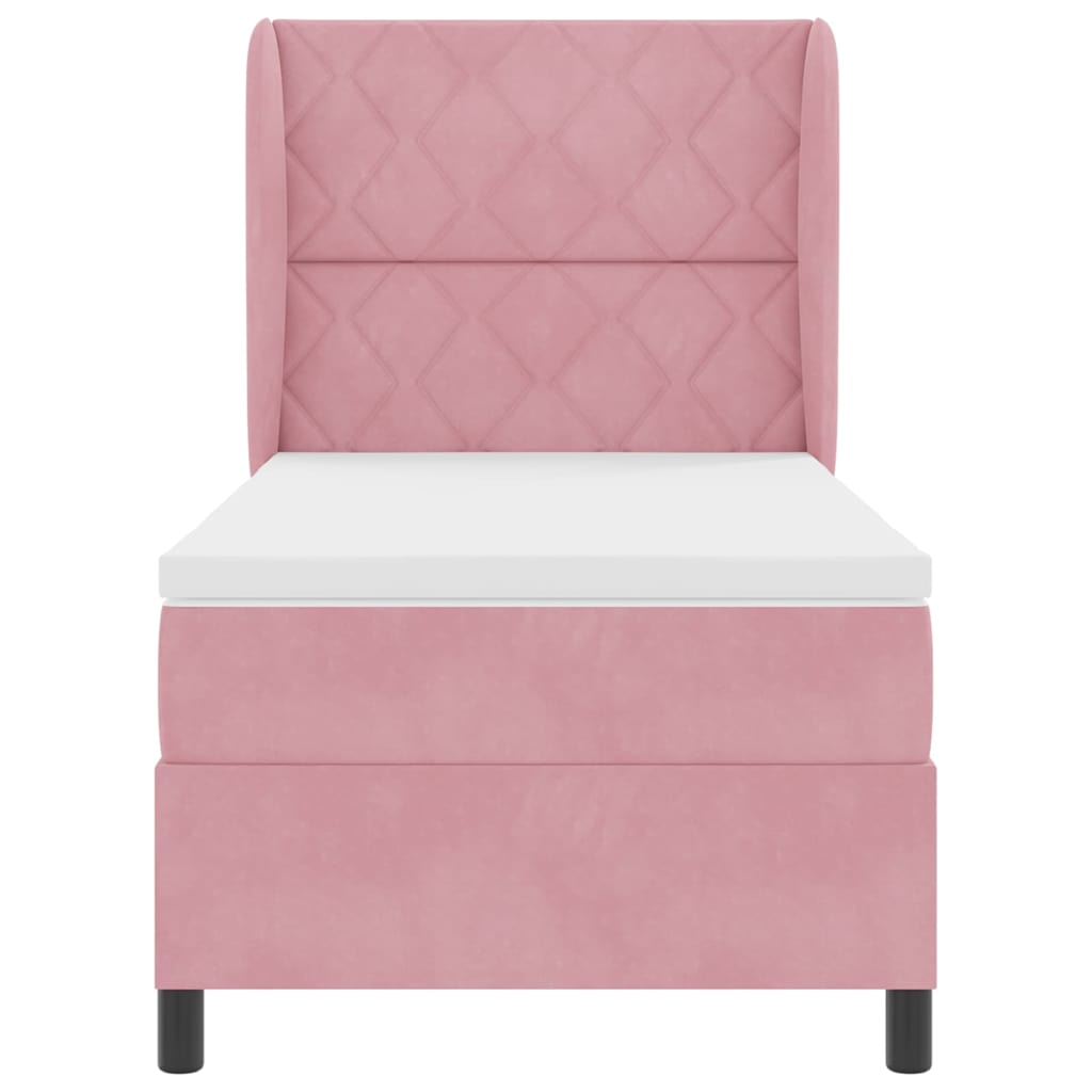 Letto a molle con testiera Rosa 200 x 90 cm Velluto | homemem39