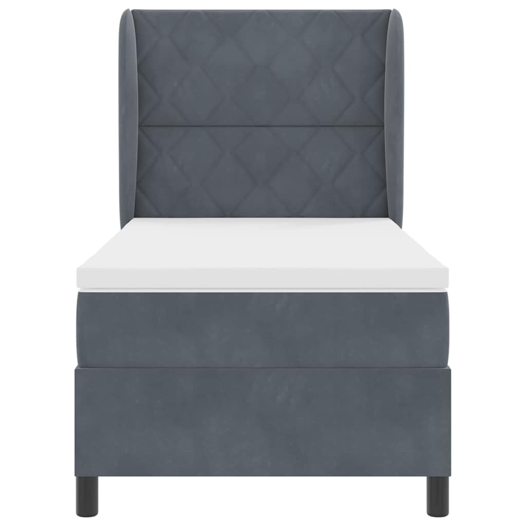 Letto a molle con testiera Grigio scuro 200 x 100 cm Poliestere