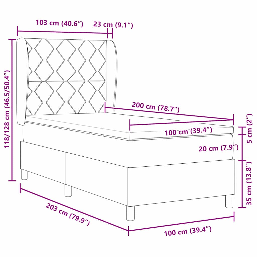 Letto a molle con testiera Verde Scuro 200 x 100 cm Velluto | homemem39