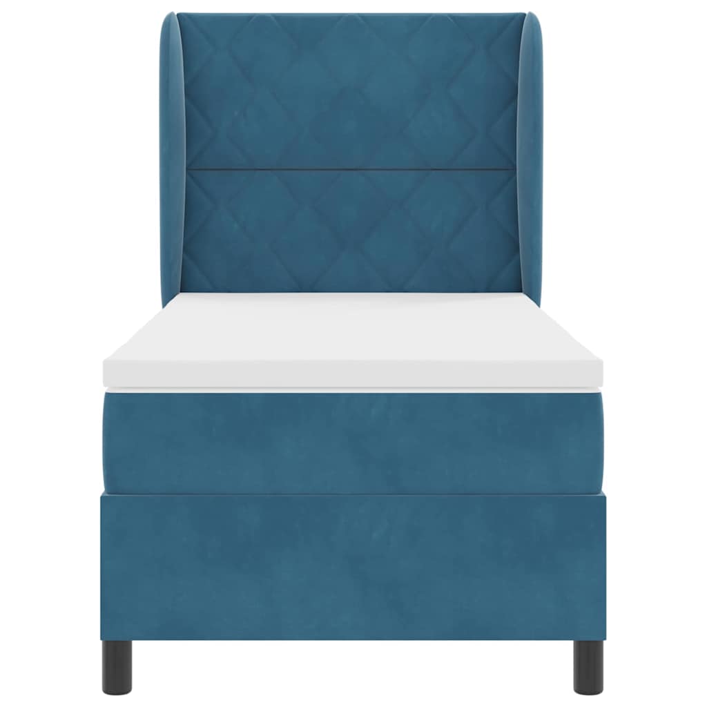 Letto a molle con testiera Blu Scuro 200 x 100 cm Velluto | homemem39