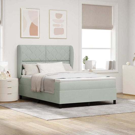 Letto a molle con testiera Grigio chiaro 190 x 140 cm Velluto | homemem39
