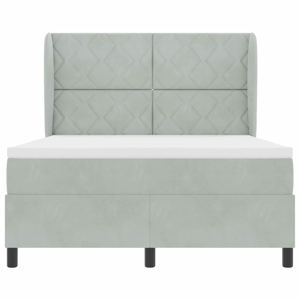 Letto a molle con testiera Grigio chiaro 190 x 140 cm Velluto | homemem39