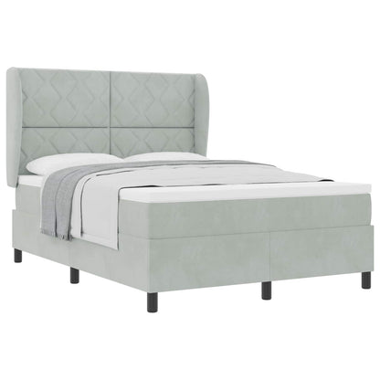 Letto a molle con testiera Grigio chiaro 200 x 140 cm Velluto | homemem39
