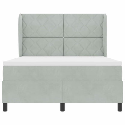 Letto a molle con testiera Grigio chiaro 200 x 140 cm Velluto | homemem39