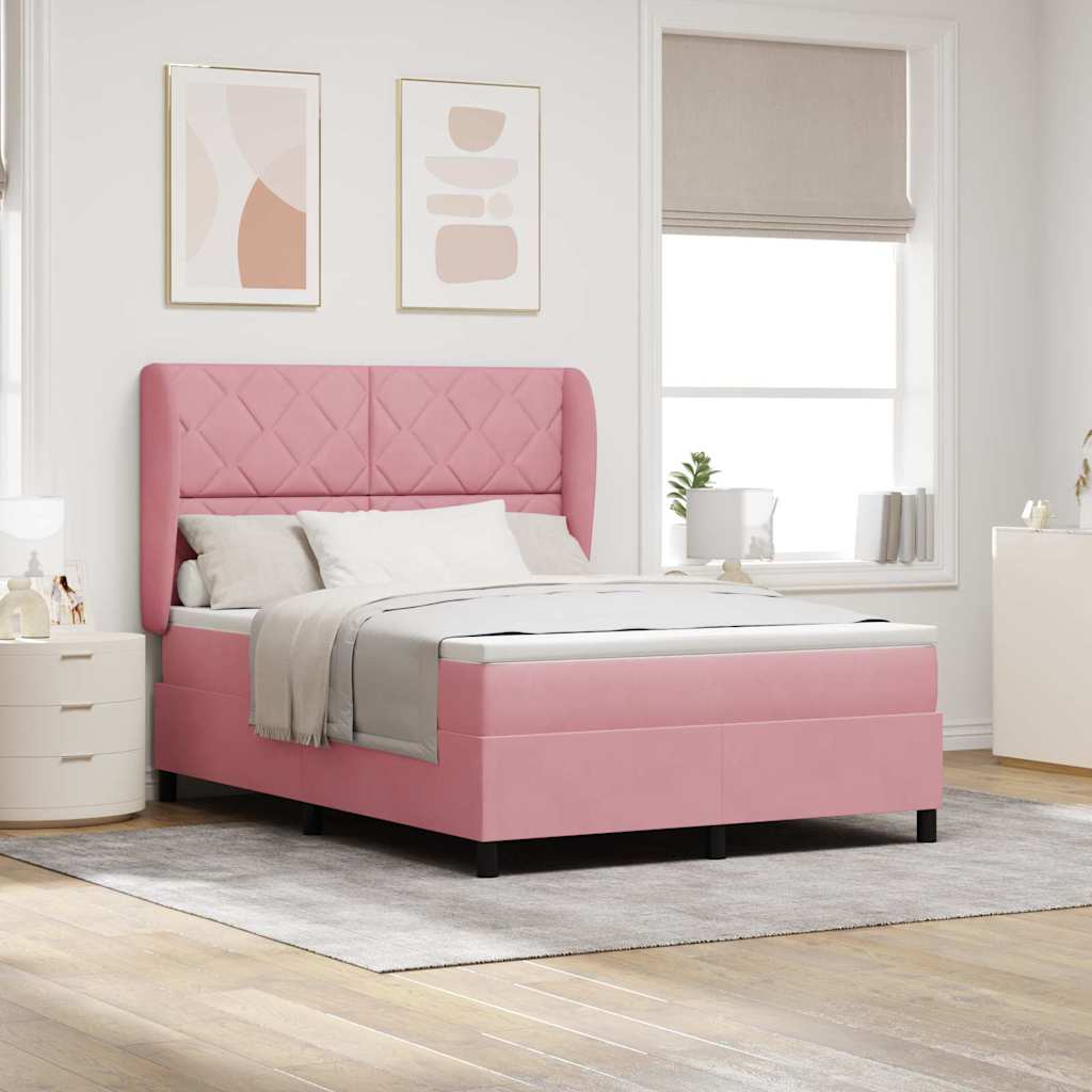 Letto a molle con testiera Rosa 200 x 140 cm Velluto | homemem39