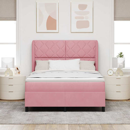 Letto a molle con testiera Rosa 200 x 140 cm Velluto