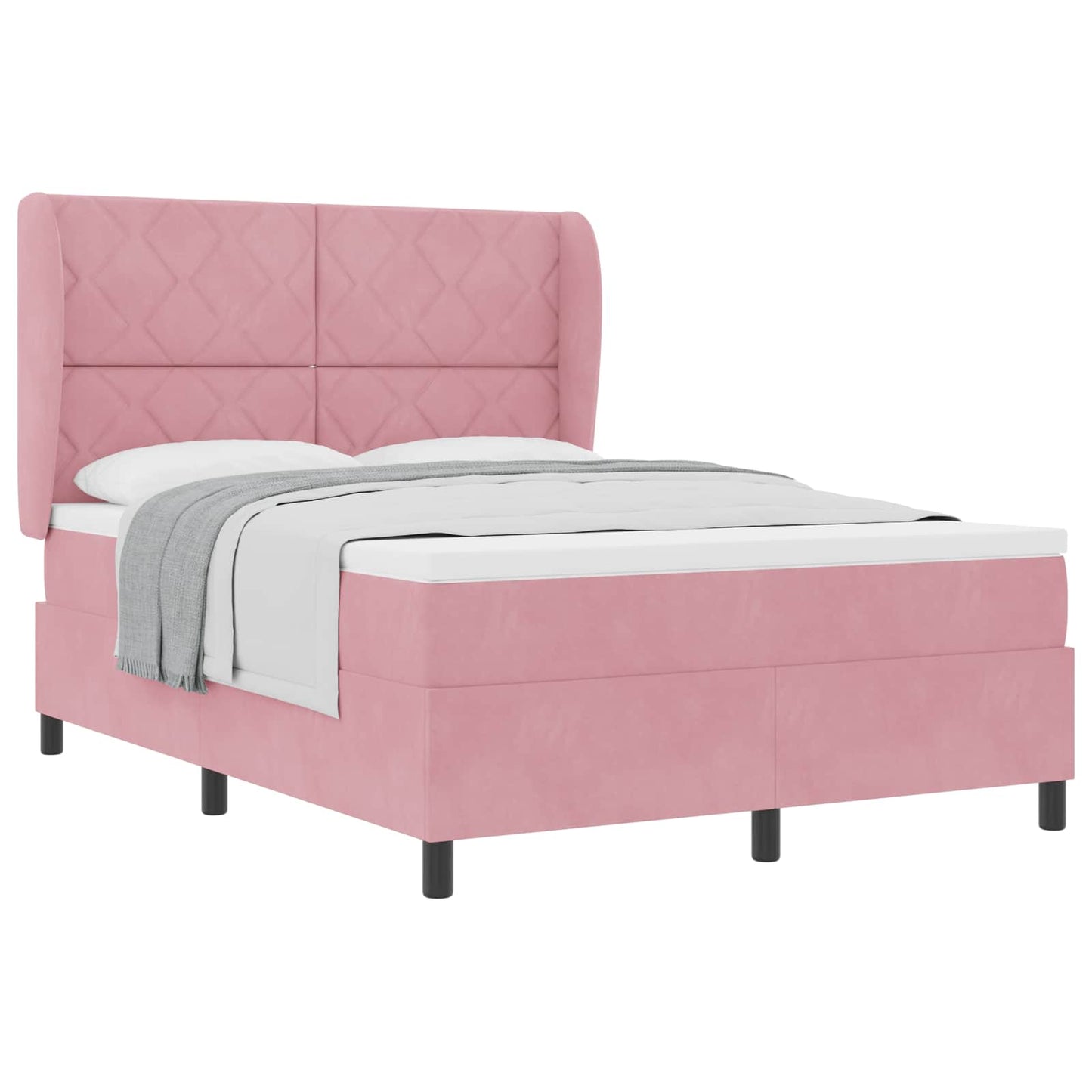 Letto a molle con testiera Rosa 200 x 140 cm Velluto | homemem39